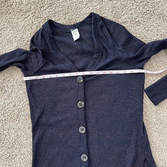 Free People We The Free Sparkly Shimmer Navy Duster Cardigan - Picture 11 of 15